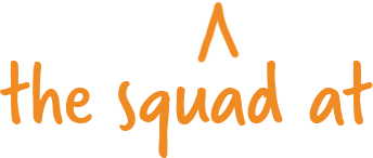 test that reads "the squad at" with an arrow pointing upward in orange
