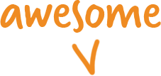 text that reads "awesome" with an arrow pointing downward in orange