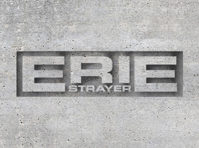 Erie Strayer logo stamped into concrete