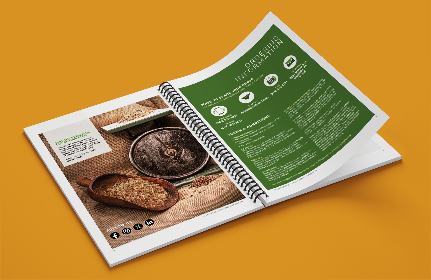 Ernst Seeds 2024–2025 catalog open to ordering information page