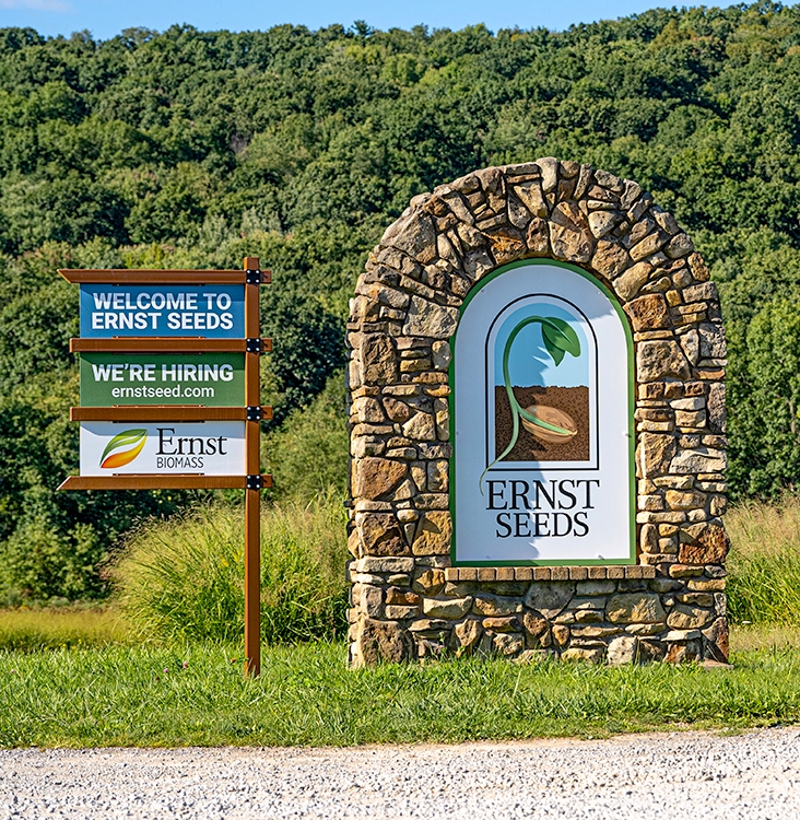 Ernst Seeds exterior main entrance signage design