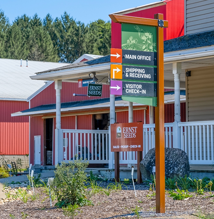 Ernst Seeds farm wayfinding signage design