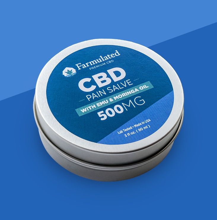 Farmulated CBD pain salve packaging