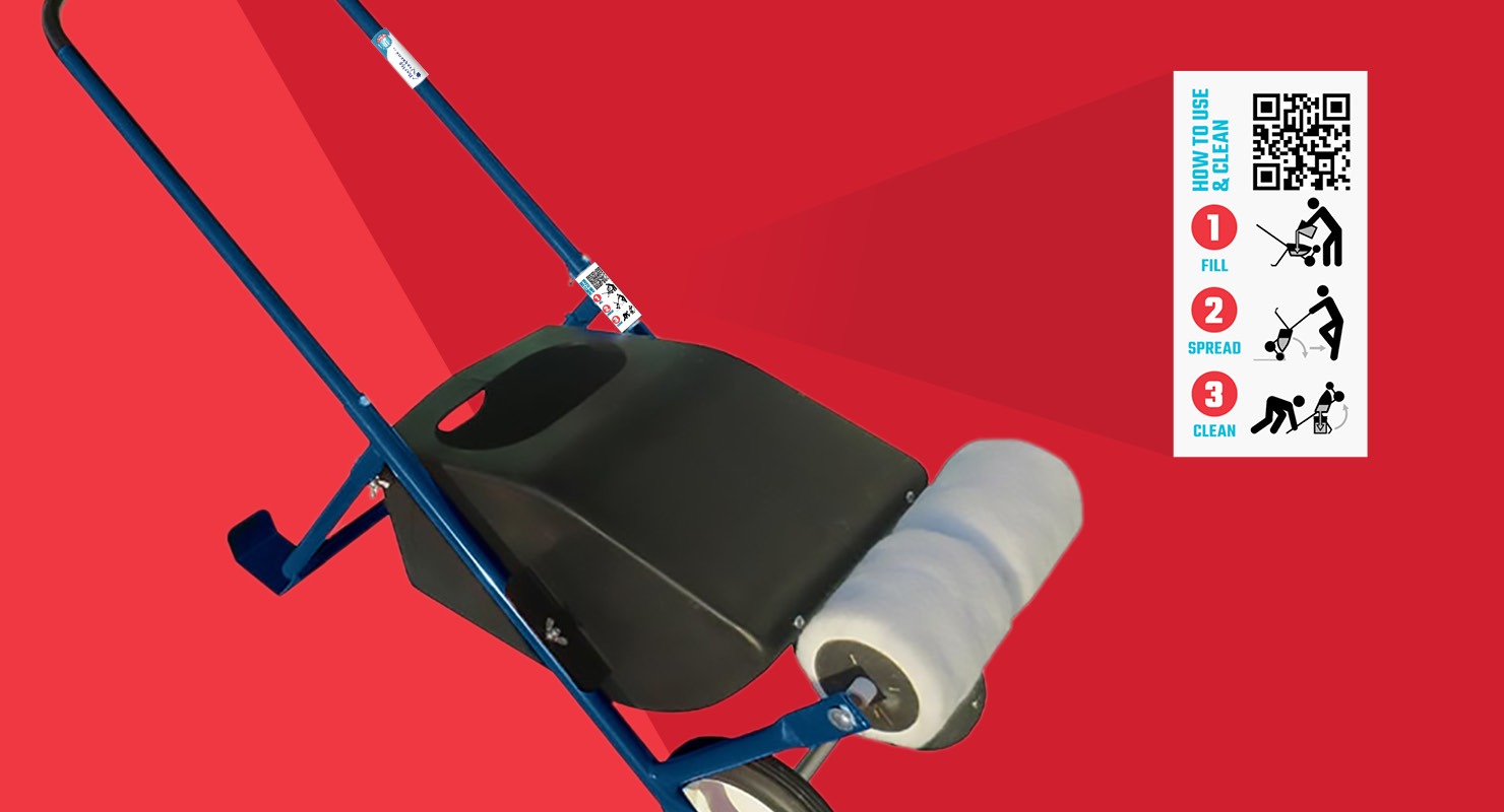 Rooftop Equipment tank spreader with instruction label highlighted.